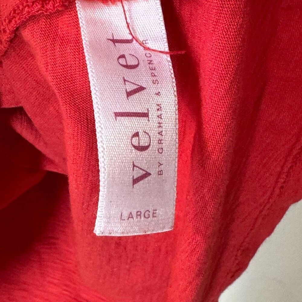 Velvet by Graham & Spencer Top Cold Shoulder Slub Cotton in Rust Red L - Picture 4 of 7